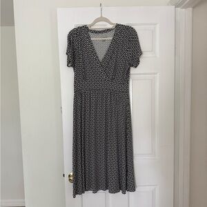 L.L. Bean Black and White Midi Summer Knit Dress